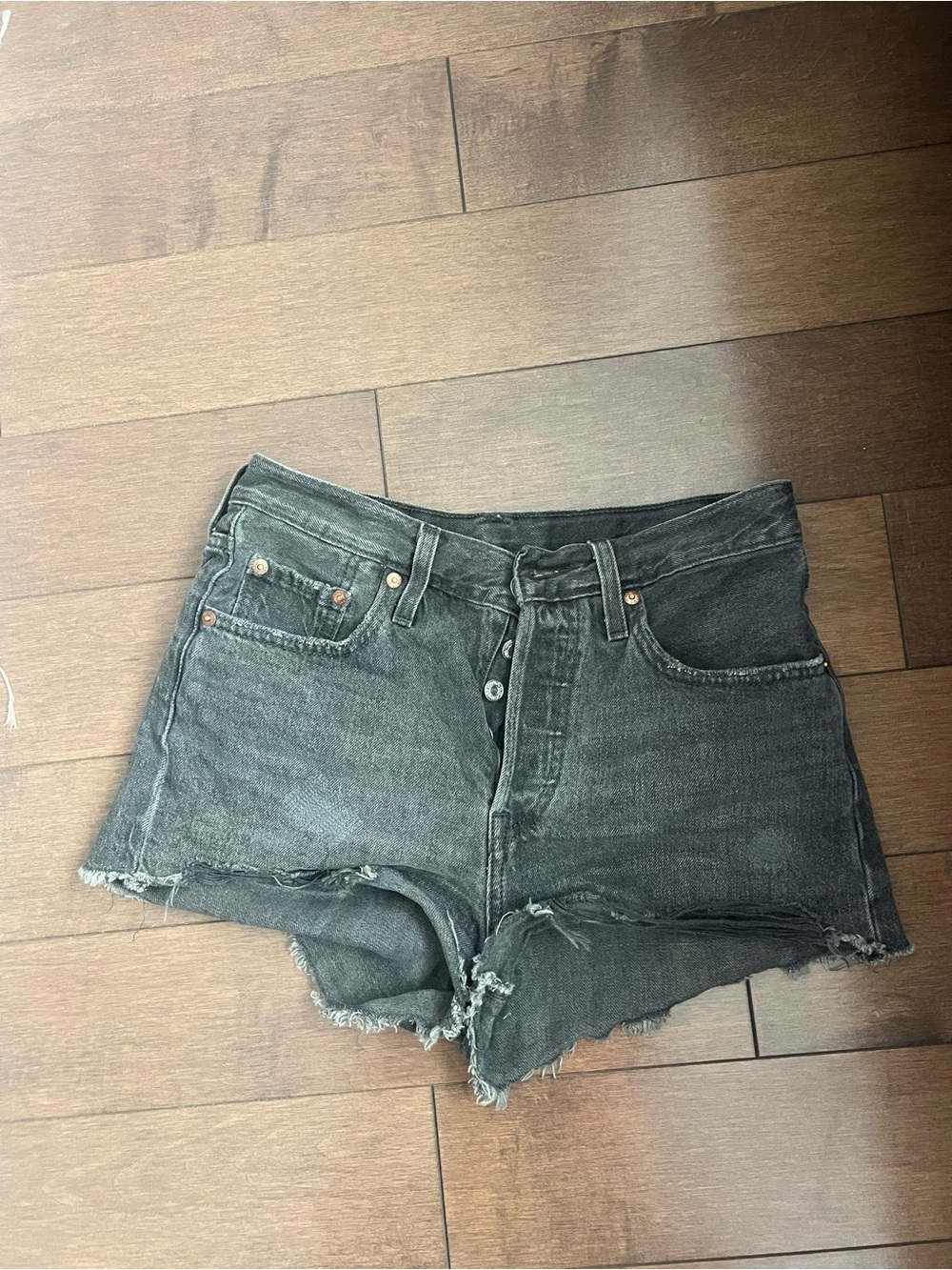 High-Rise Black Denim Shorts
